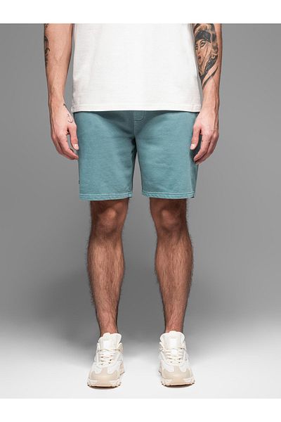 OMBRE Kurze Sweatshorts im Athleisure-Stil für Herren im RELAXED FIT-Stil - Türkis V1 OM-SRWS-0122 XL