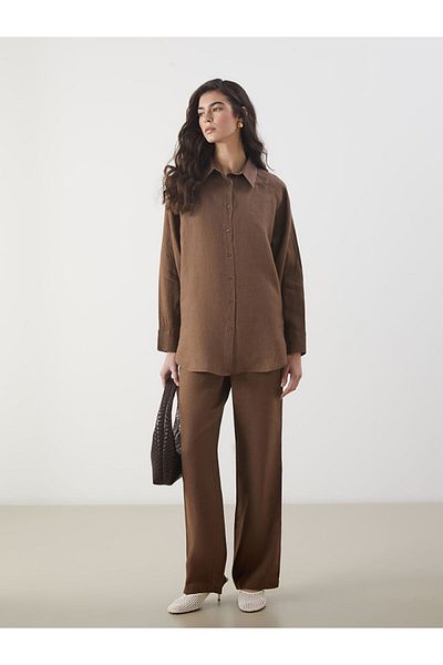 LC Waikiki New Season Oversize Linen Women's Shirt - S5Fh74Z8