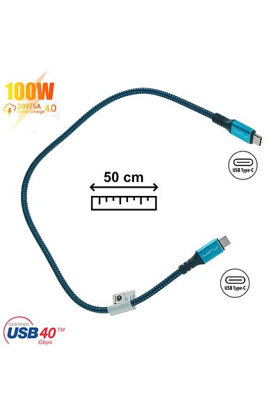 Lanberg Cablu premium USB tip C v.4.0, tata-tata, 0.5m, Lanberg 43673, PD 100W, 5K@60HZ, 40Gbps