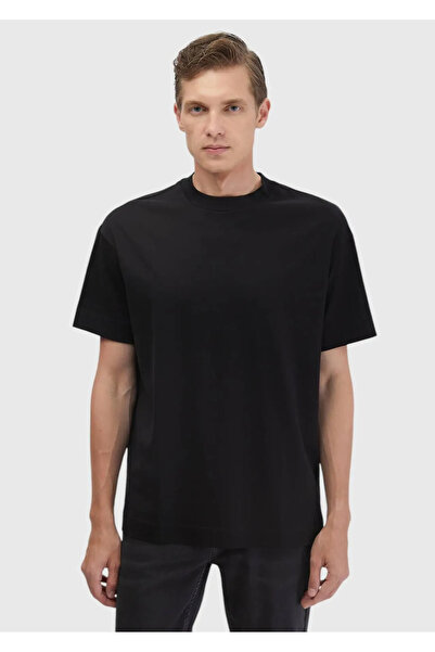 Ramsey Black Plain Crew Neck 100% Cotton T-Shirt