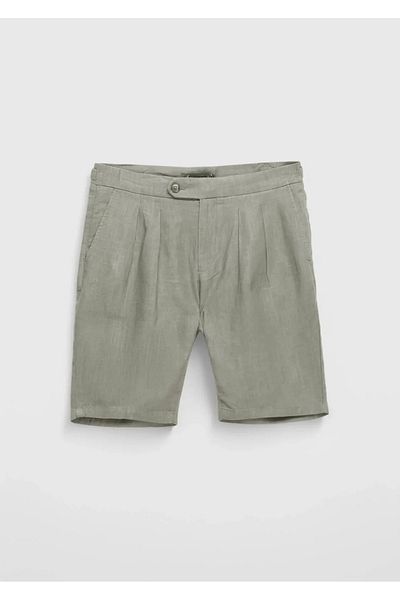 Ramsey Βιζόν Απλό Υφαντό Casual 100% Λινό Βερμούδες