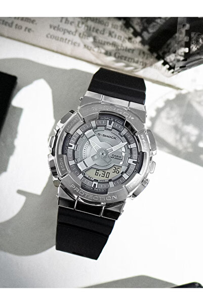 Casio G-Shock GM-S110-1ADR Silver Analog-Digital Dial Black Resin Strap Women's Watch Shock and 200M