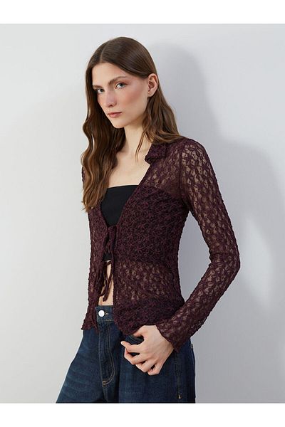LC Waikiki Lcw Polo Collar Lace Women's Cardigan Fast Fashion