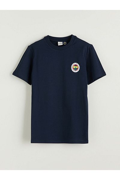 LC Waikiki Navy Blue Crew Neck Printed Boy's T-Shirt