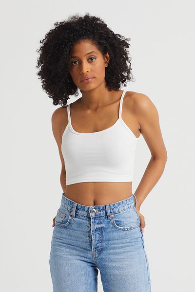 The Base Γυναικείο Crop Top Ecru Advantageous 5 Pack με λουράκια