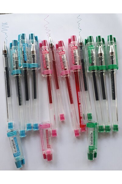 Dong-A Tükenmez Jel Kalem 0.3 Mm Yeşil (4) Pembe (4) Açık Mavi (4) Toplam 12 ...