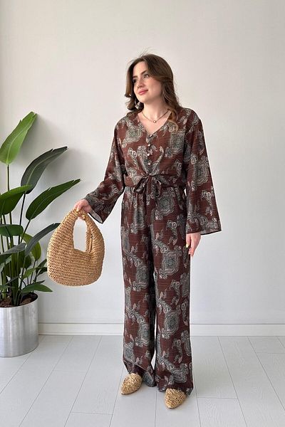 MaziButik Ethnic Double Suit Brown