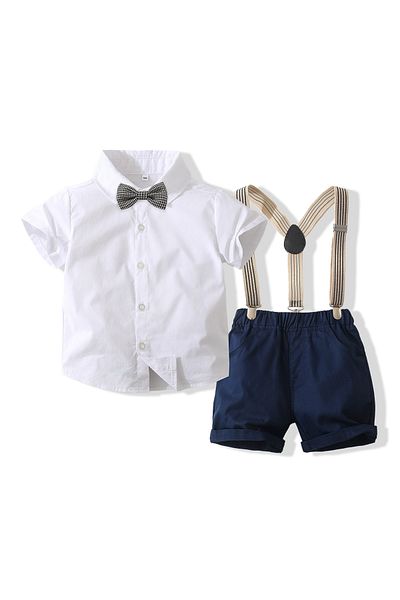 Kidohug Kidohug elegant summer suit, short-sleeved shirt and shorts with detachable suspenders