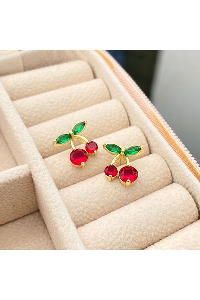 Kyver Children's Earrings Girls' Cherry Earrings Non-Tarnish Xuping Gold