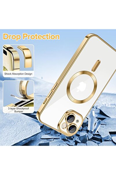 SKYDDAR INNOVATION Θήκη για iPhone 15, Πολυτελής Ασπίδα Magsafe, Αντικραδασμική Προστασία, Χρυσή, σετ αυτοκόλλητων