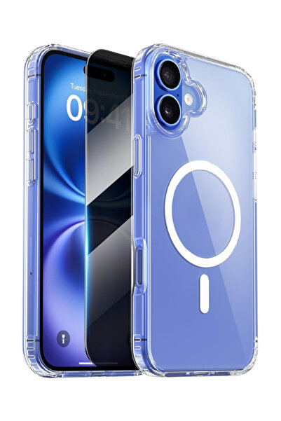 Evax 1H1M iPhone 16 Uyumlu 1 Hayalet Cam Ekran Koruyucu & 1 Magsafe Kılıf