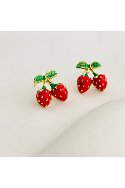 Kyver Children's Earrings Girls' Strawberry Earrings Steel Gold