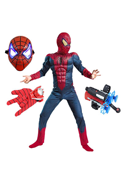 KidMania Set costum Spiderman cu muschi si accesorii pentru baieti 100-110 cm 3-5 ani