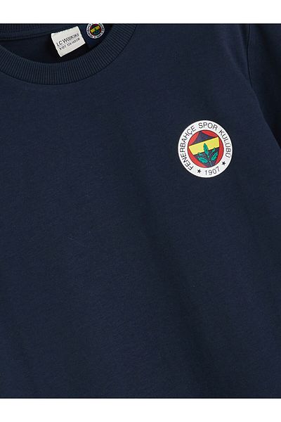 LC Waikiki Navy Blue Crew Neck Printed Boy's T-Shirt