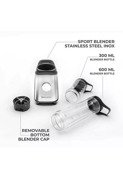 Muller Koch Mueller Koch 350W Sports Blender with 600ml and 300ml Bowls, BPA Free, Model MK-6037