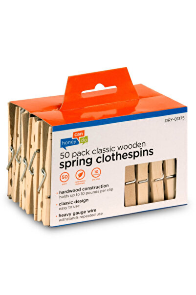 HONEY CAN DO مشابك غسيل خشبية كلاسيكية ربيعية، 50 قطعة، 8.38 × 0.99 × 1.3 سم