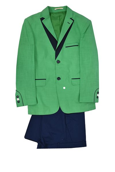 Tiga Kids Green Linen Navy Blue Trousers Boy's Suit