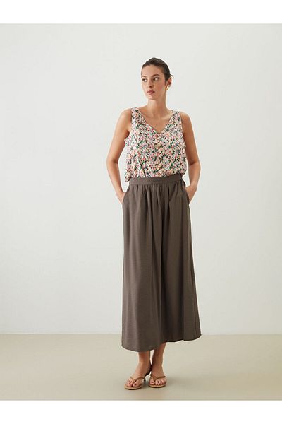 LC Waikiki Brown Elastic Waist Skirt