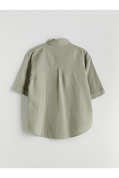 LC Waikiki New Season Oversize Textured Women's Shirt - S5Kv78Z8
