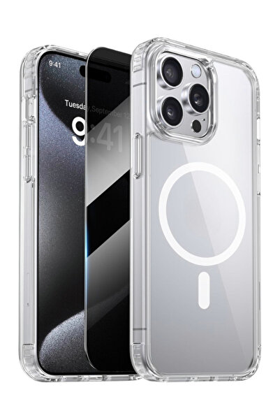 Evax 1H1M iPhone 14 Pro Max Uyumlu 1 Hayalet Cam Ekran Koruyucu & 1 Magsafe K...