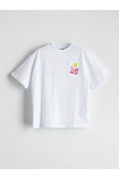 LC Waikiki White Crew Neck Girl's T-Shirt