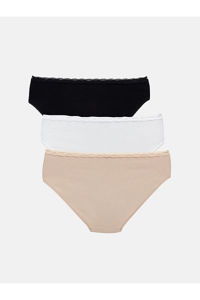 LC Waikiki Pachet de 3 culotte bikini cu dantelă de sezon nou - S45445Z8