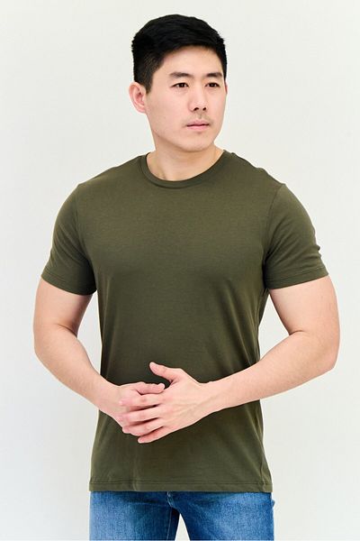 Riders by Lee Men Crew Neck Short Sleeves Solid T-Shirt, Khaki