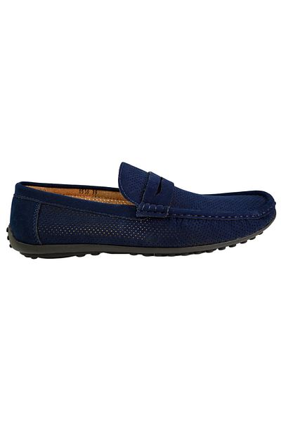 THEICONIC Mocasini Barbatesti, Bleumarin, Perforati din piele intoarsa Royal