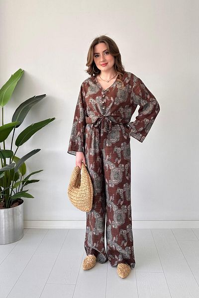 MaziButik Ethnic Double Suit Brown