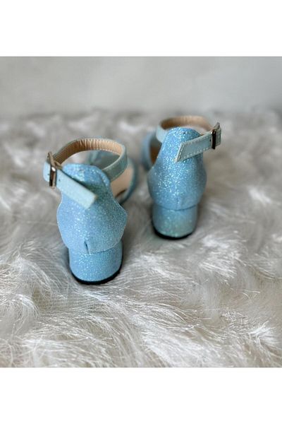 Gala Glittery Children's Shoes with Butterfly Heels on the Front