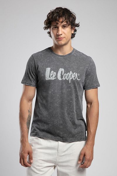Lee Cooper New Drawing Men's 100% Cotton O Neck T-Shirt Gray
