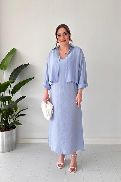 MaziButik Shirt-Dress Set Baby Blue