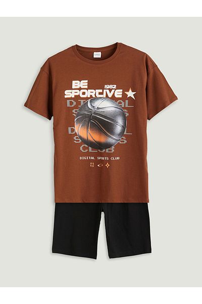 LC Waikiki New Season Crew Neck Boys' Shorts Pajama Set - S5Oj34Z4