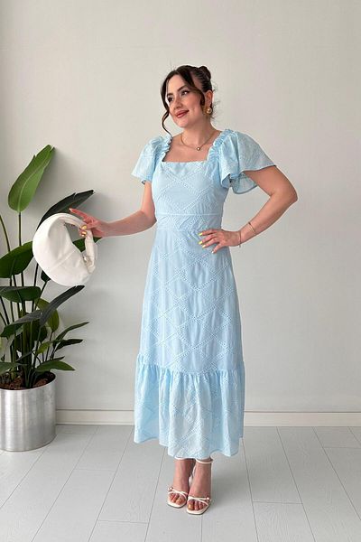 MaziButik Baklava Fisto Dress Baby Blue