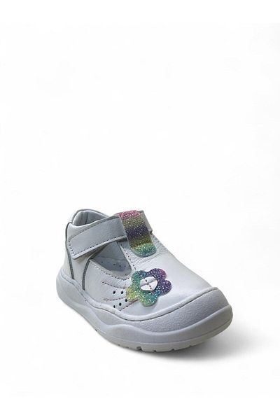 Tuğba Ortopedi 413 Orthopedic 100% Genuine Leather Baby Girl White Summer First Step Shoes