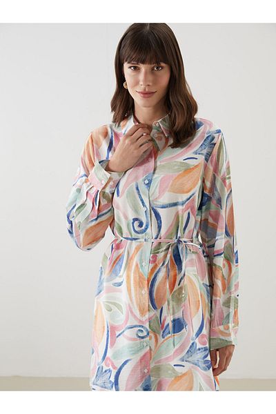 LC Waikiki Purple Patterned Oversize Women's Shirt Tunic