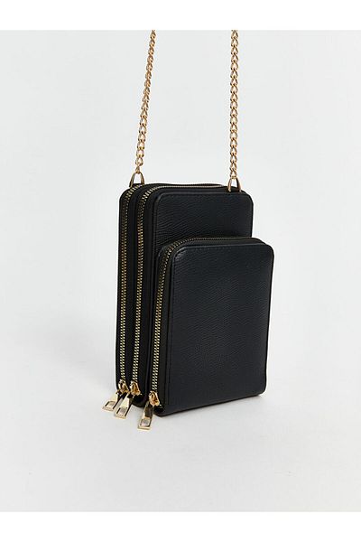 LC Waikiki Black Chain Detailed Women's Shoulder Bag