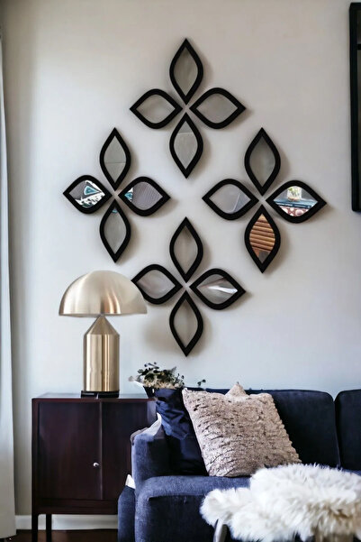 Su Damlası Dekoratif 16 Adet Pleksi Ayna Siyah Renk