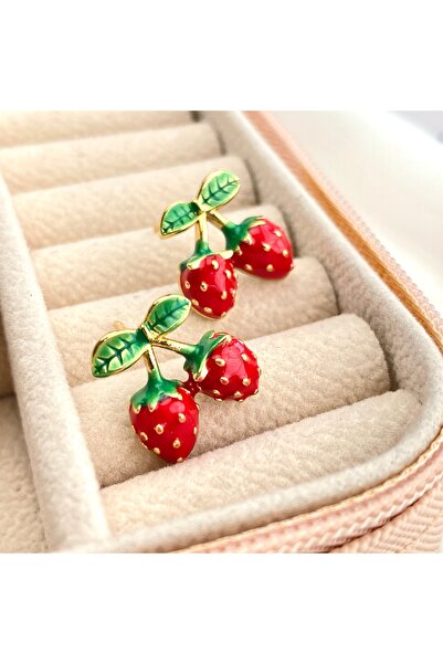 Kyver Çocuk Küpe Kız Çocuk Çilek Küpe Çelik Gold