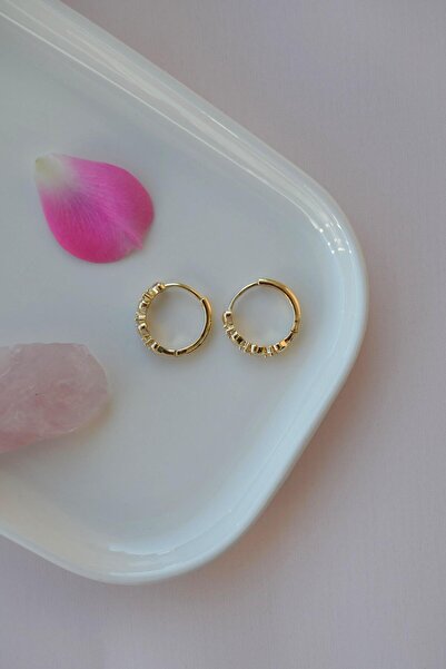 Sacce Scarves&Accessories Sıralı Kalpli Halka Küpe – Zirkon Taşlı