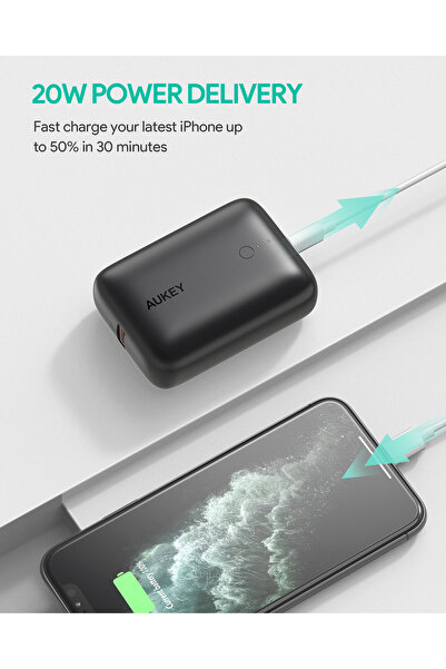 AUKEY Mini Power Bank 22.5W USB-C PD & USB QC3.0 10,000 mAh PB-N83S Black