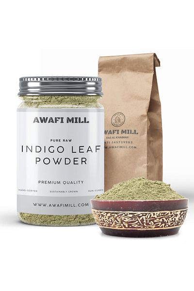 AWAFI MILL Indigo Leaf Powder | Natural Dried Indigo Leaves- Bottle of 100 gram / 3.5 Oz