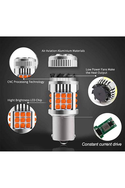 AUTOREY LED Bulb for Stop or Brake P21W / BA15S / 1156 Equal Pins 30W 2800LM Red Color