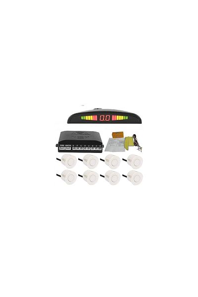 AUTOREY Universal Front Rear Parking Sensor Kit with Display and Sound Warning 8 Sensors White color