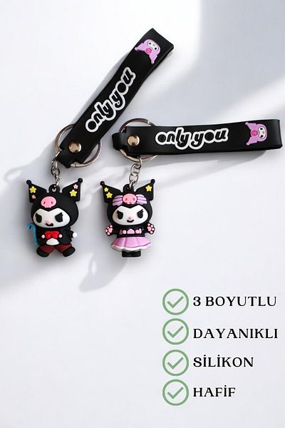 Lynare 2-Piece Kuromi 3D Silicone Keychain and Bag Accessory