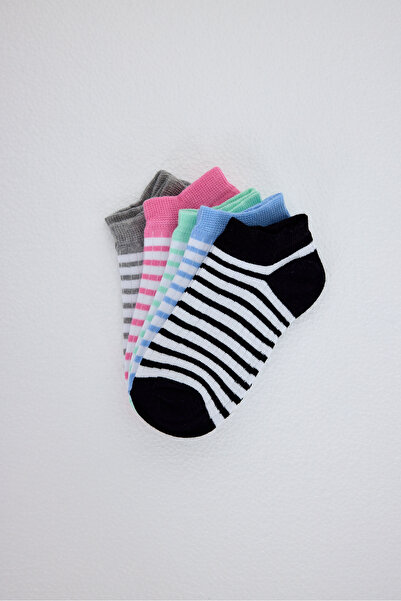 Rays Чифт от 5 цветни раирани плетени чорапи до глезена 1203