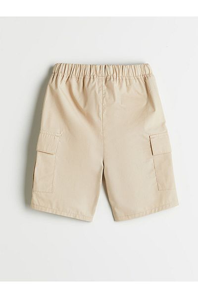 LC Waikiki Beige Boys Shorts with Elastic Waist and Pockets