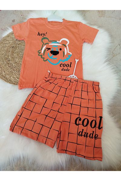 renkli diyar Boy's bottom up summer set short sleeve t-shirt and shorts