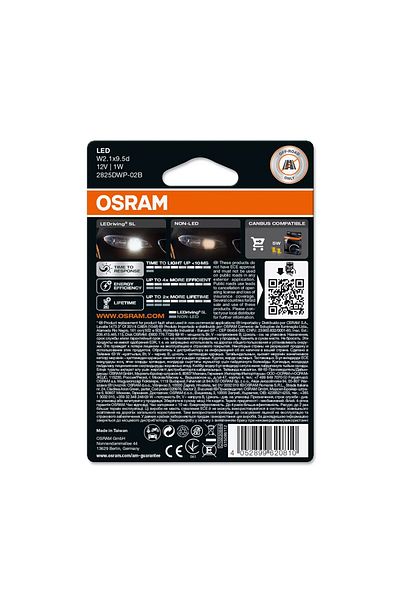 AUTOREY Set of LED T10 W5W Bulbs OSRAM 2825DWP-2BL – White Light 6000K Low Consumption and Extended Lifespan