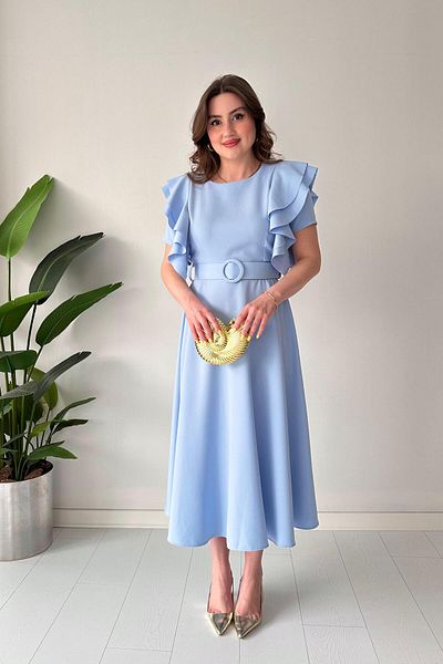 MaziButik Φόρεμα Atlas με στρώσεις ώμου Baby Blue